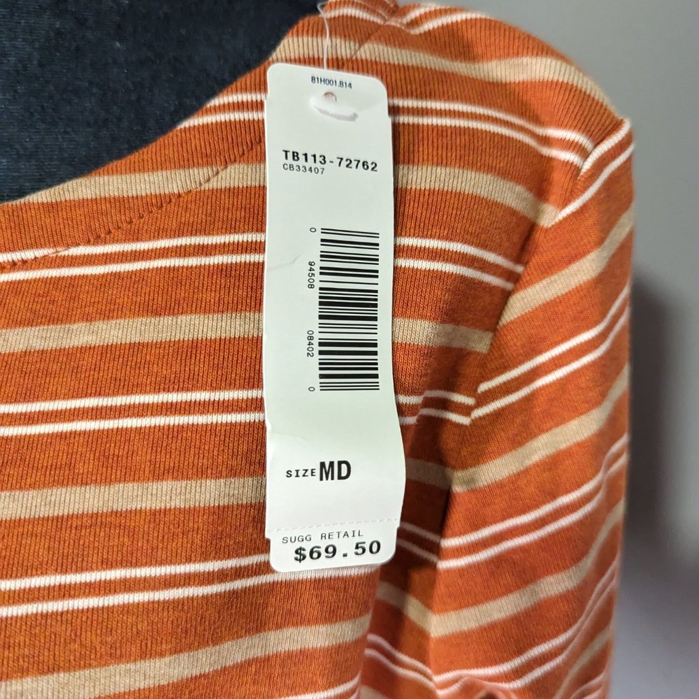 Pendleton Rusty Orange Striped 3/4 Sleeve Top Size Medium - Picture 2 of 12